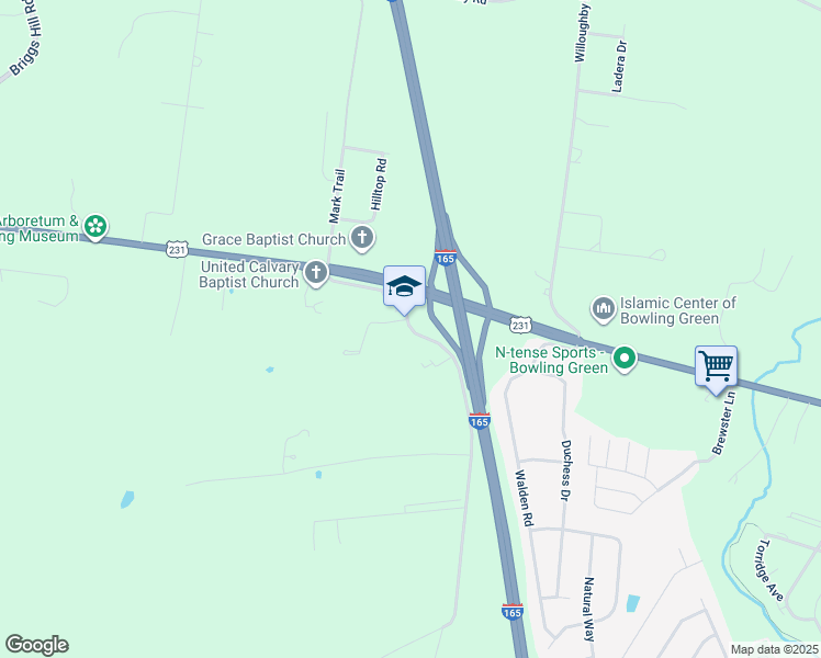 map of restaurants, bars, coffee shops, grocery stores, and more near 331 Brookwood Drive in Bowling Green