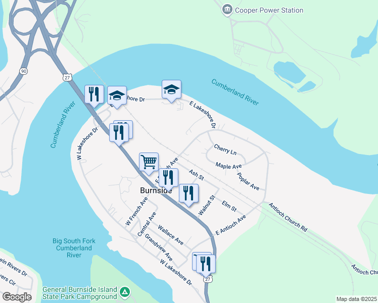 map of restaurants, bars, coffee shops, grocery stores, and more near 230 East French Avenue in Burnside