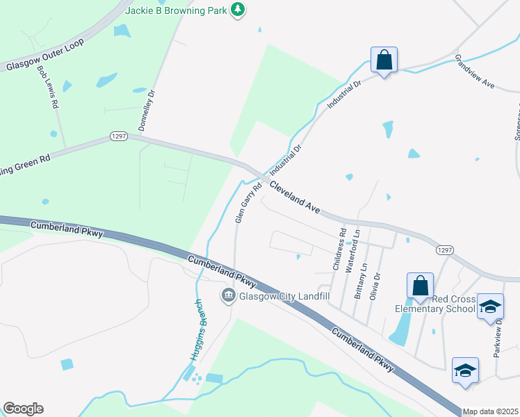 map of restaurants, bars, coffee shops, grocery stores, and more near 135 Village Circle in Glasgow