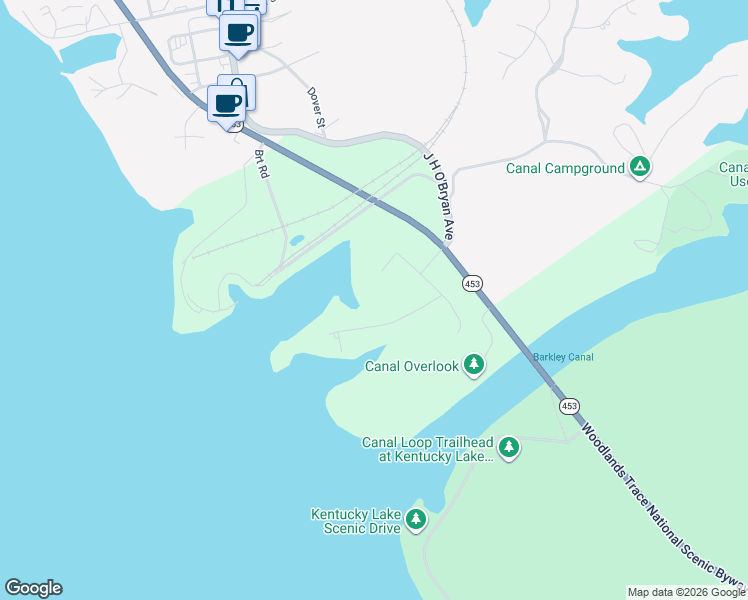 map of restaurants, bars, coffee shops, grocery stores, and more near in Grand Rivers