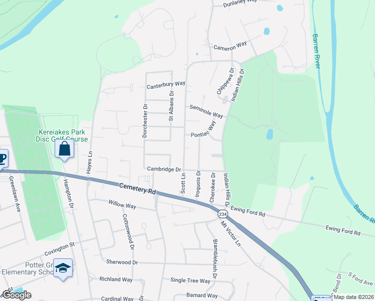 map of restaurants, bars, coffee shops, grocery stores, and more near 424 Scott Lane in Bowling Green