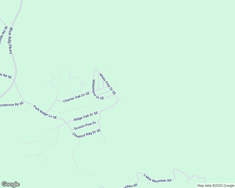 map of restaurants, bars, coffee shops, grocery stores, and more near White Pine Drive Southeast in Copper Hill