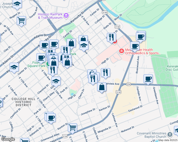 map of restaurants, bars, coffee shops, grocery stores, and more near 798 East 6th Avenue in Bowling Green