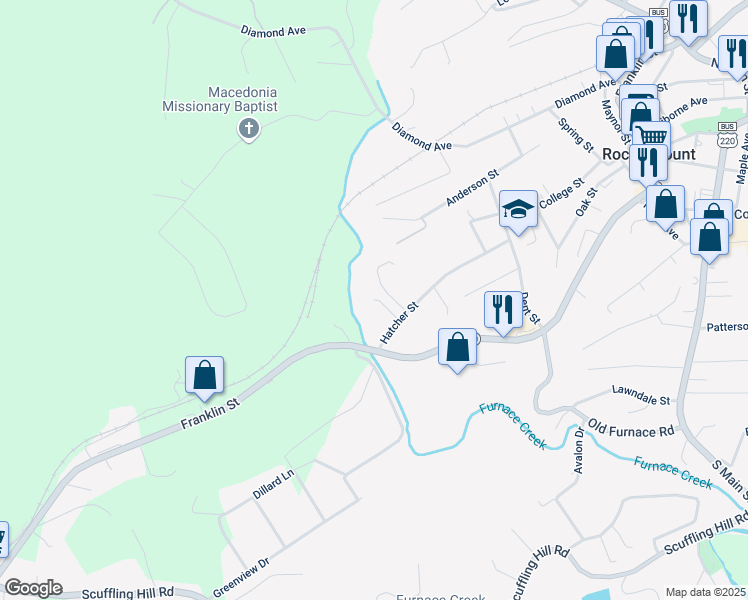 map of restaurants, bars, coffee shops, grocery stores, and more near 330 Hatcher Street in Rocky Mount