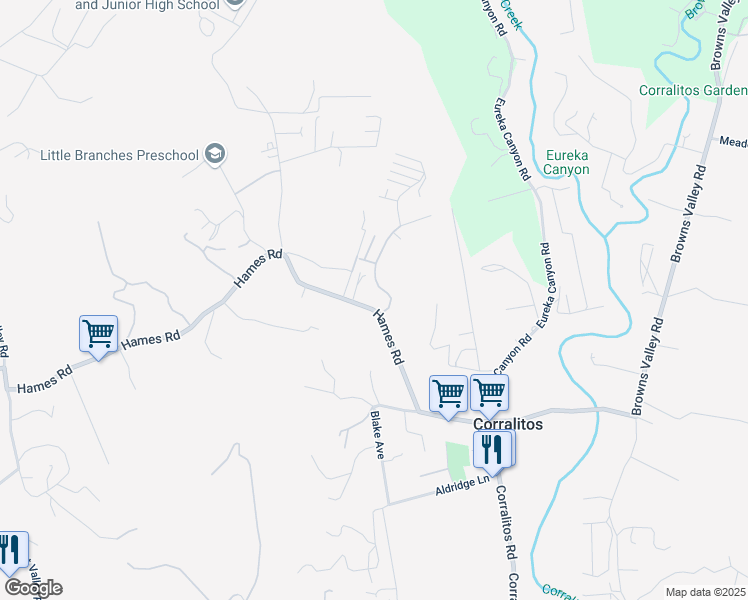 map of restaurants, bars, coffee shops, grocery stores, and more near 272 Hames Road in Watsonville