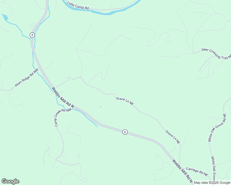 map of restaurants, bars, coffee shops, grocery stores, and more near 399 Grace Lane Northeast in Riner