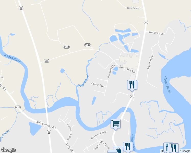 map of restaurants, bars, coffee shops, grocery stores, and more near 27 Jamestown Avenue in Smithfield