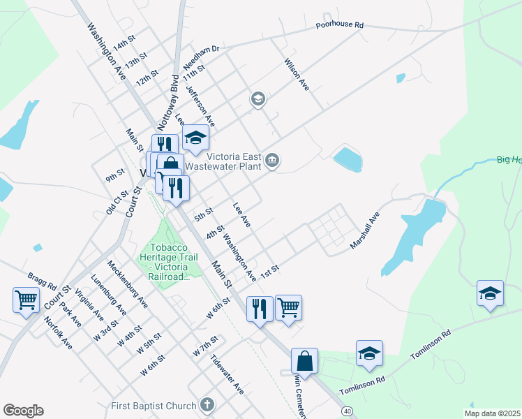 map of restaurants, bars, coffee shops, grocery stores, and more near 1625 4th Street in Victoria
