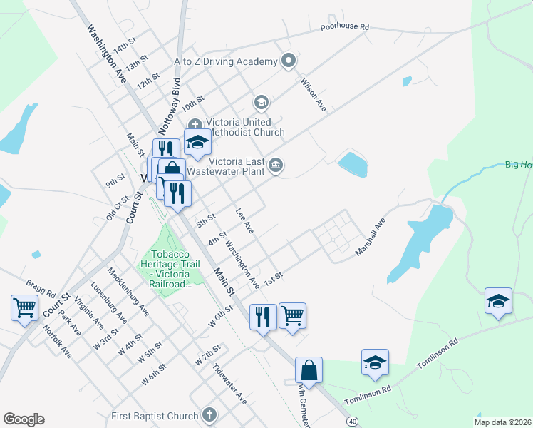 map of restaurants, bars, coffee shops, grocery stores, and more near 1625 4th Street in Victoria