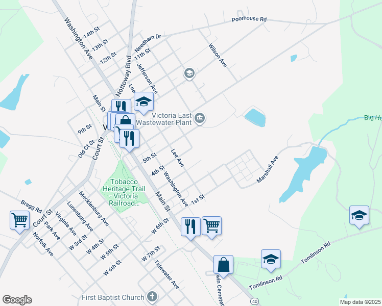 map of restaurants, bars, coffee shops, grocery stores, and more near 1625 4th Street in Victoria