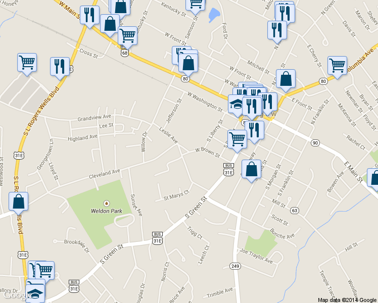 map of restaurants, bars, coffee shops, grocery stores, and more near 105 Cleveland Avenue in Glasgow