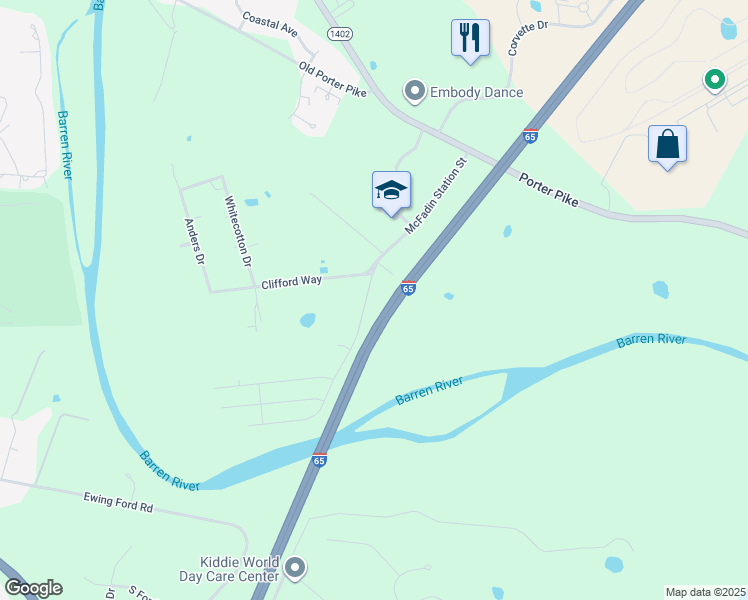 map of restaurants, bars, coffee shops, grocery stores, and more near 501-699 McFadin Station St in Bowling Green
