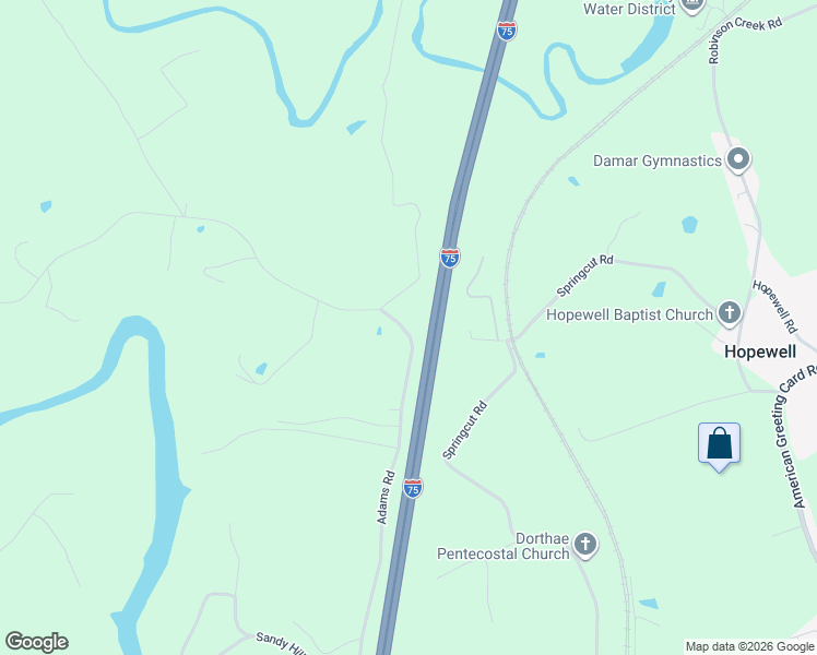 map of restaurants, bars, coffee shops, grocery stores, and more near 1261 Adams Road in Corbin