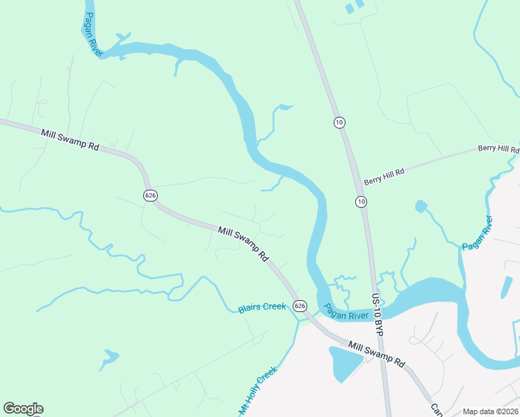 map of restaurants, bars, coffee shops, grocery stores, and more near 15481 Holly Drive in Smithfield