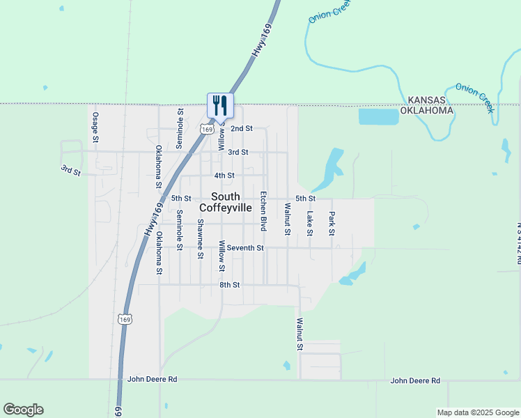 map of restaurants, bars, coffee shops, grocery stores, and more near 305 5th Street in South Coffeyville