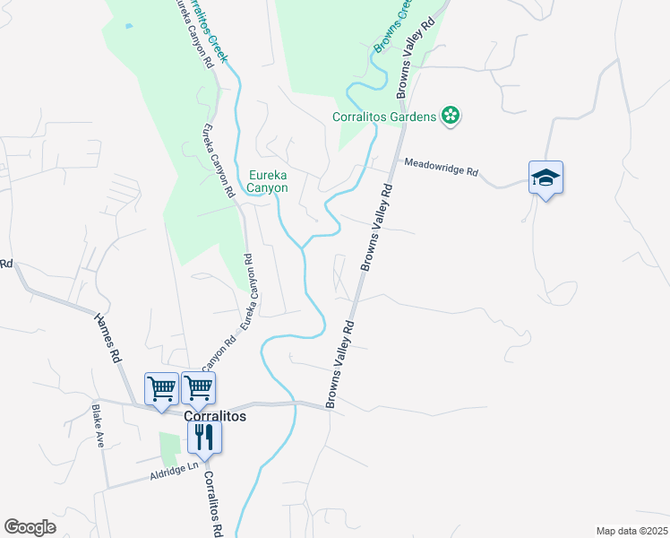 map of restaurants, bars, coffee shops, grocery stores, and more near 181 Browns Valley Road in Watsonville