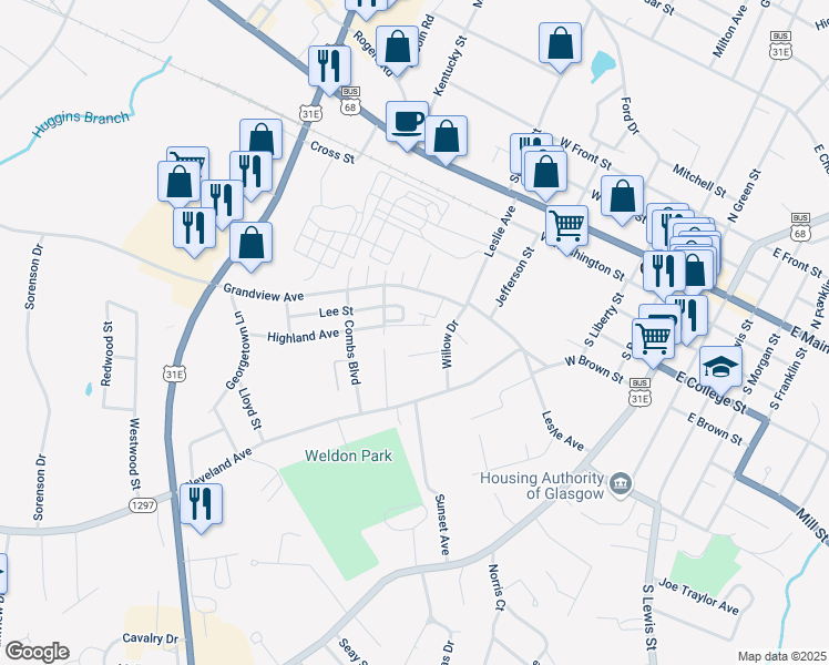map of restaurants, bars, coffee shops, grocery stores, and more near 110-114 Market Street in Glasgow