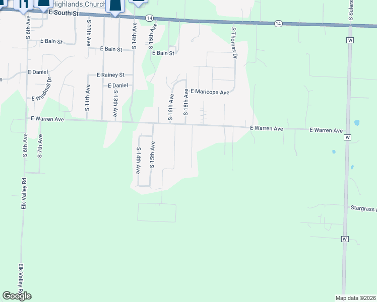 map of restaurants, bars, coffee shops, grocery stores, and more near 2503 South 19th Avenue in Ozark