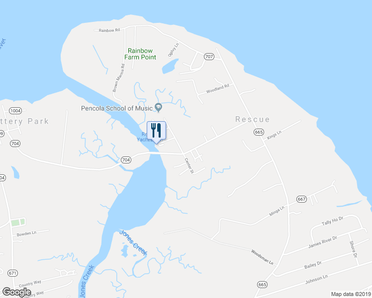 map of restaurants, bars, coffee shops, grocery stores, and more near in Rescue