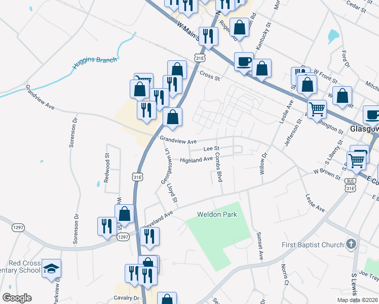 map of restaurants, bars, coffee shops, grocery stores, and more near High Street in Glasgow
