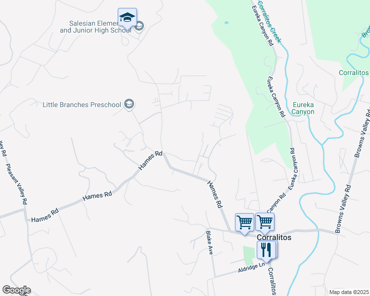 map of restaurants, bars, coffee shops, grocery stores, and more near 20 Mahalo Meadow Road in Corralitos