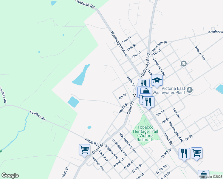 map of restaurants, bars, coffee shops, grocery stores, and more near 1325 10th Street in Victoria