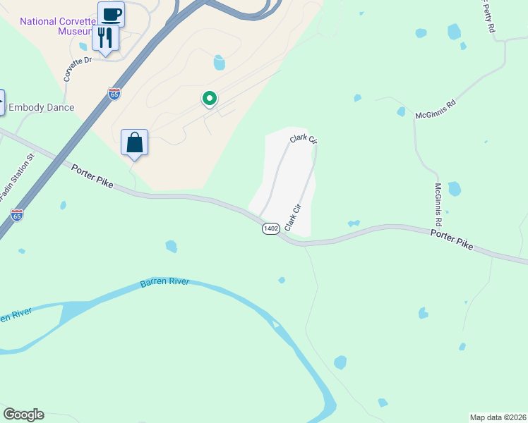 map of restaurants, bars, coffee shops, grocery stores, and more near 128 Clark Circle in Bowling Green