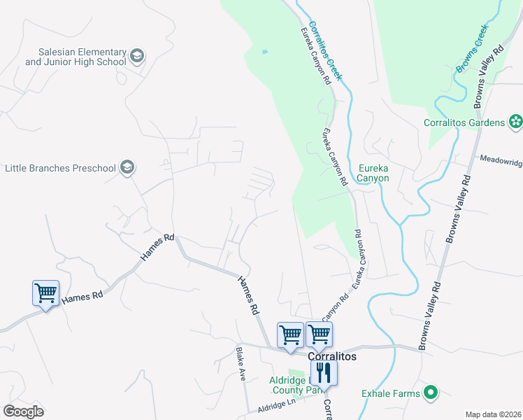 map of restaurants, bars, coffee shops, grocery stores, and more near 270 Hames Road in Watsonville