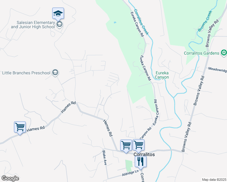 map of restaurants, bars, coffee shops, grocery stores, and more near 270 Hames Road in Watsonville