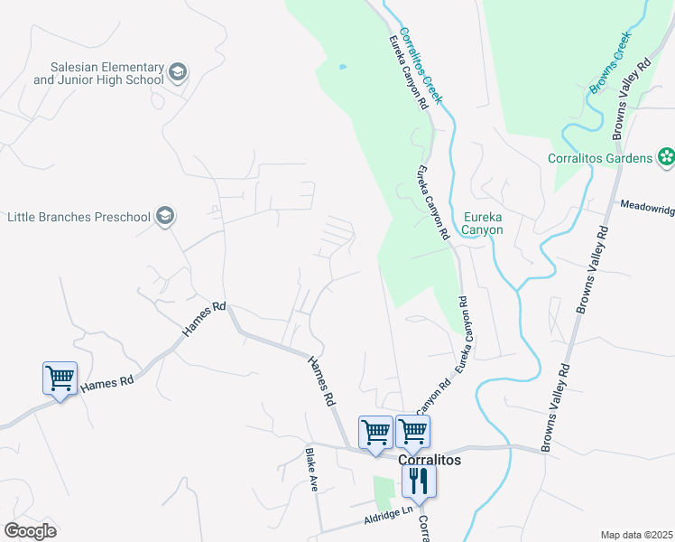 map of restaurants, bars, coffee shops, grocery stores, and more near 270 Hames Road in Watsonville