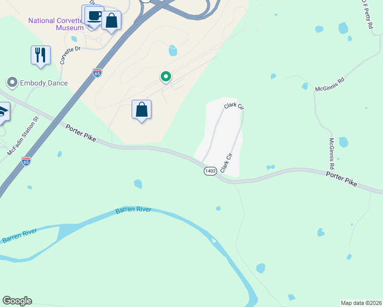 map of restaurants, bars, coffee shops, grocery stores, and more near 128 Clark Circle in Bowling Green