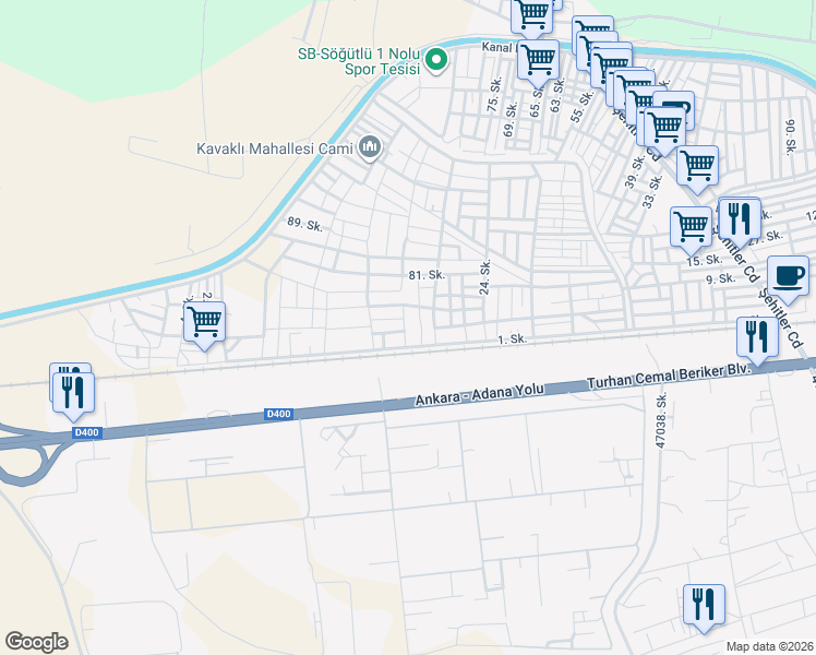 map of restaurants, bars, coffee shops, grocery stores, and more near 8 Sokak in Seyhan