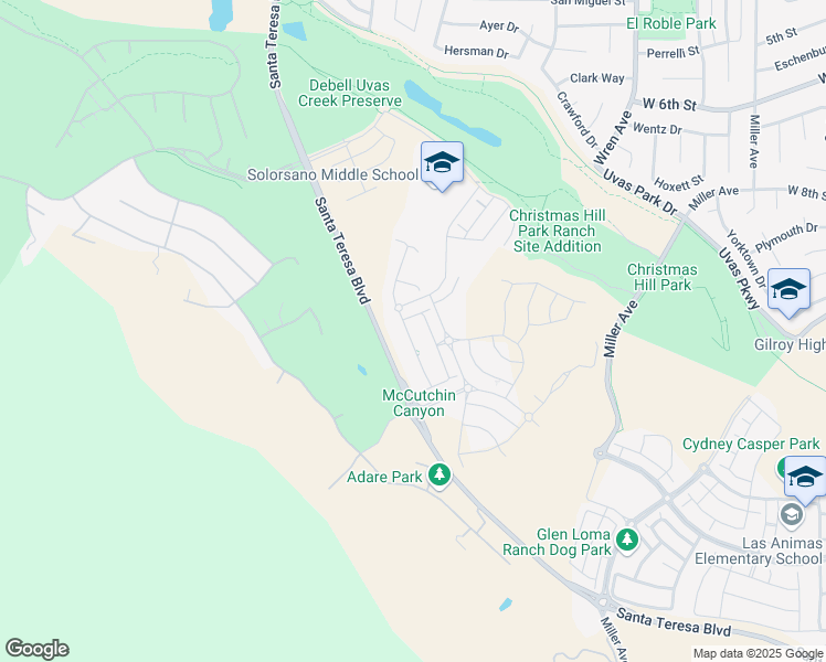 map of restaurants, bars, coffee shops, grocery stores, and more near 7070 Spumante Way in Gilroy