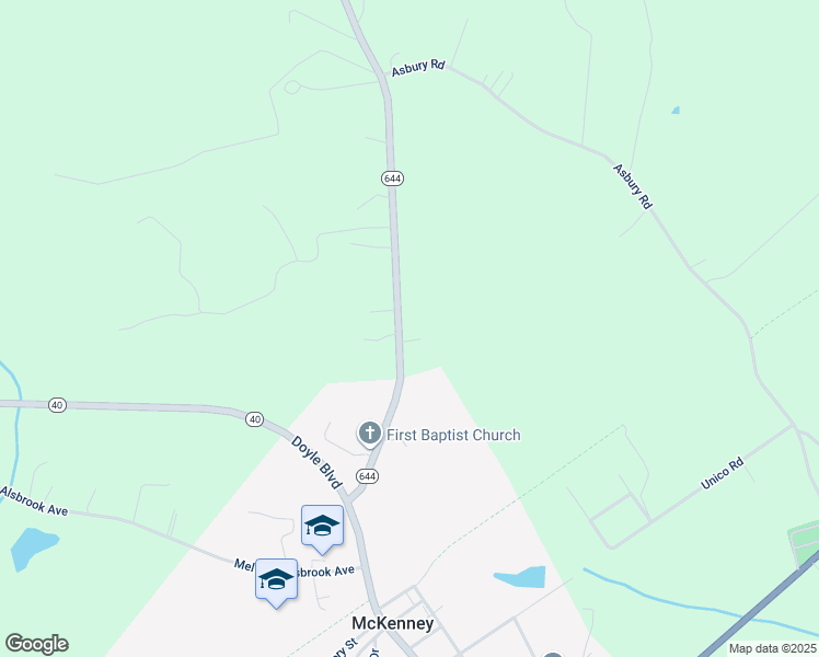 map of restaurants, bars, coffee shops, grocery stores, and more near 20019 Depot Road in McKenney