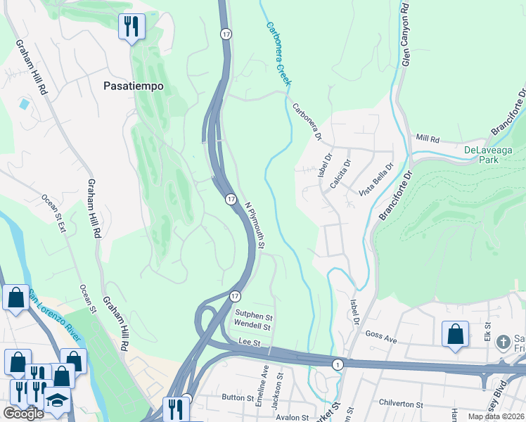 map of restaurants, bars, coffee shops, grocery stores, and more near 900 North Plymouth Street in Scotts Valley