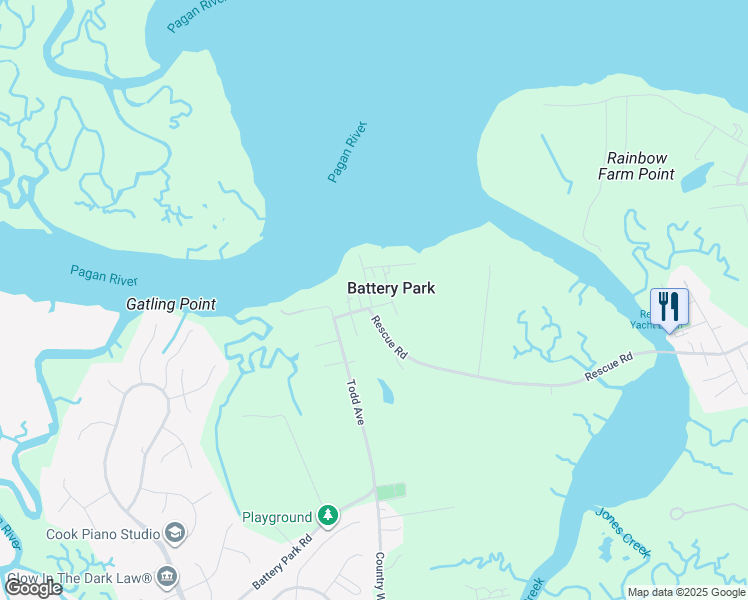 map of restaurants, bars, coffee shops, grocery stores, and more near 10309 Newport Street in Smithfield