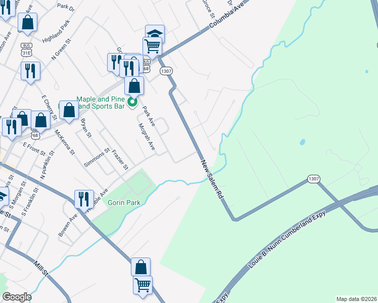 map of restaurants, bars, coffee shops, grocery stores, and more near 700-716 Riverside Drive in Glasgow