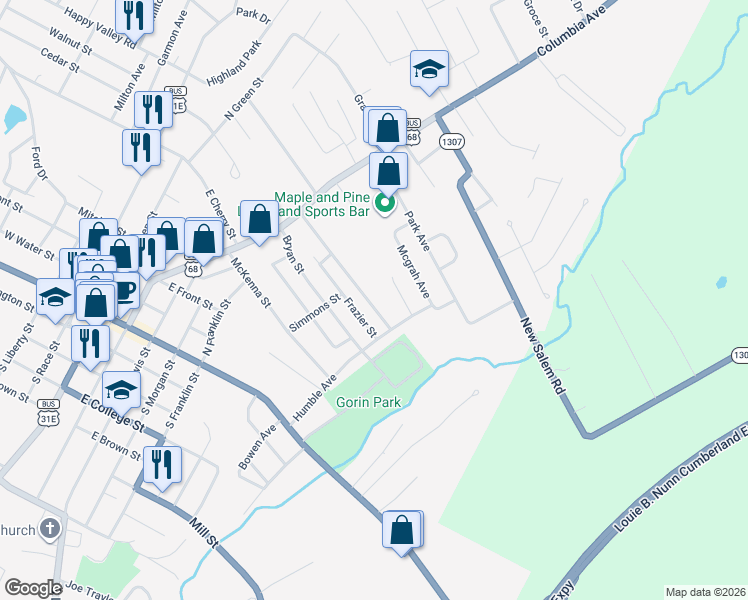 map of restaurants, bars, coffee shops, grocery stores, and more near 200-248 Eastview Dr in Glasgow