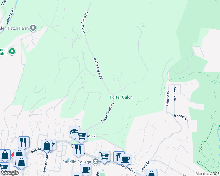map of restaurants, bars, coffee shops, grocery stores, and more near 299 Horizon Way in Aptos