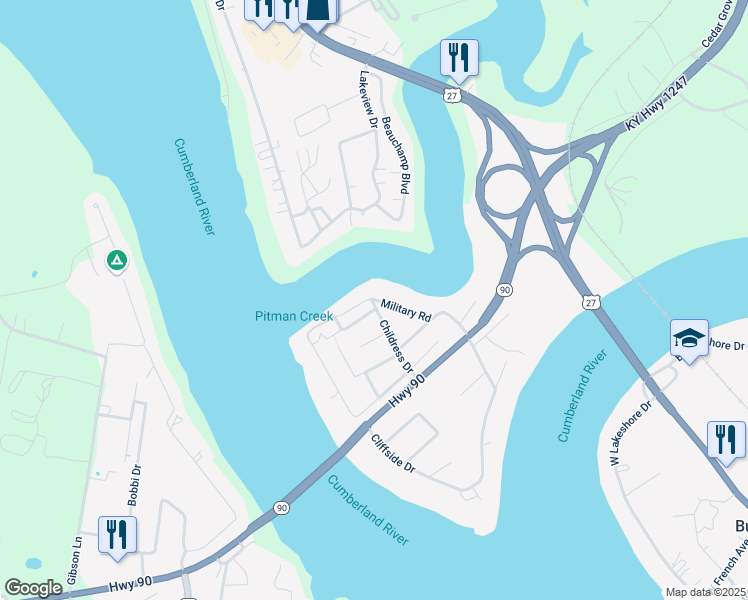 map of restaurants, bars, coffee shops, grocery stores, and more near 299 Military Rd in Bronston