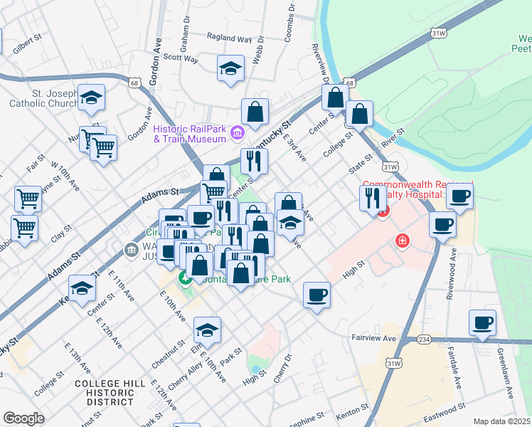 map of restaurants, bars, coffee shops, grocery stores, and more near 506 State Street in Bowling Green