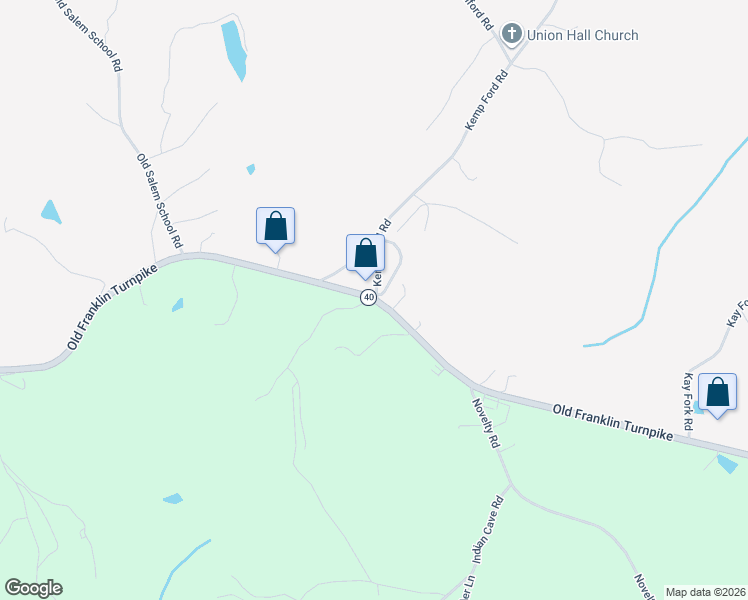 map of restaurants, bars, coffee shops, grocery stores, and more near 11170-11760 Old Franklin Turnpike in Union Hall