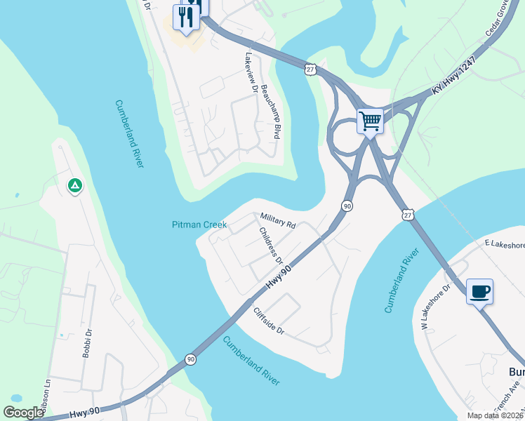 map of restaurants, bars, coffee shops, grocery stores, and more near 196-298 Military Road in Bronston