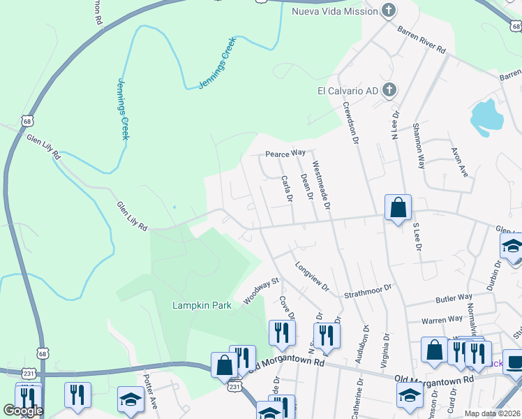 map of restaurants, bars, coffee shops, grocery stores, and more near 800 Stanley Court in Bowling Green