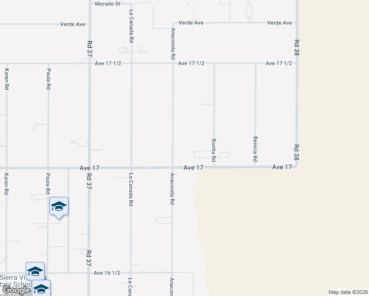 map of restaurants, bars, coffee shops, grocery stores, and more near 17101 Anaconda Road in Madera