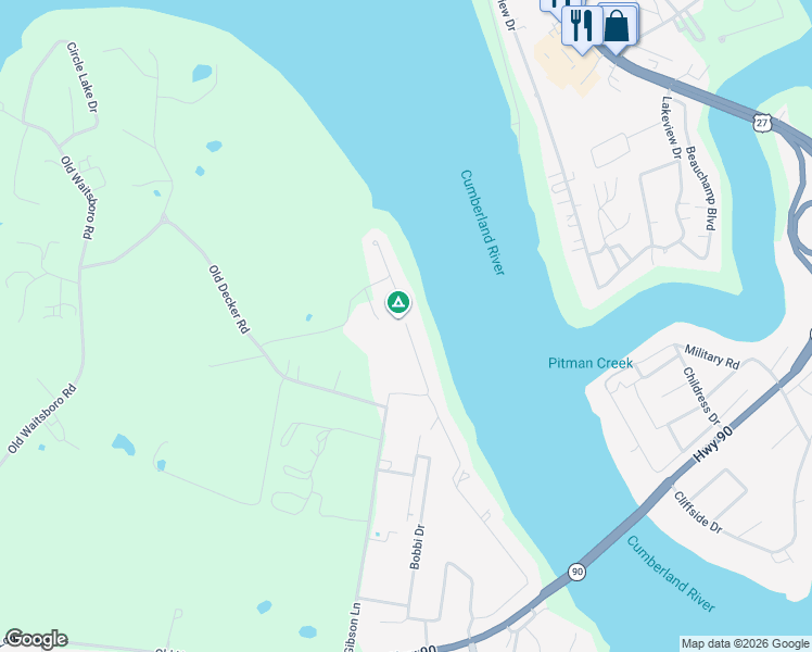 map of restaurants, bars, coffee shops, grocery stores, and more near 1053 Timberlake Drive in Bronston