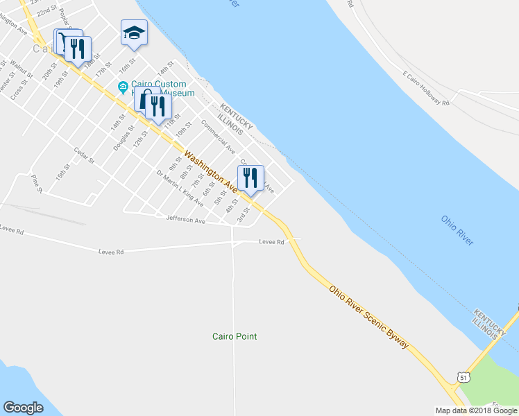 map of restaurants, bars, coffee shops, grocery stores, and more near 230 Washington Avenue in Cairo