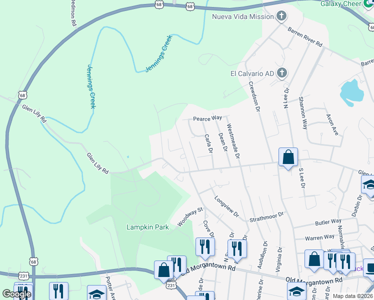 map of restaurants, bars, coffee shops, grocery stores, and more near 800-810 Stanley Court in Bowling Green