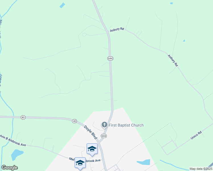 map of restaurants, bars, coffee shops, grocery stores, and more near 19918 Depot Road in McKenney