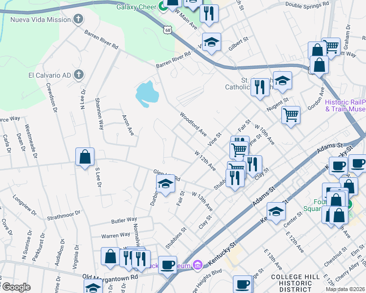 map of restaurants, bars, coffee shops, grocery stores, and more near 413 West 12th Avenue in Bowling Green